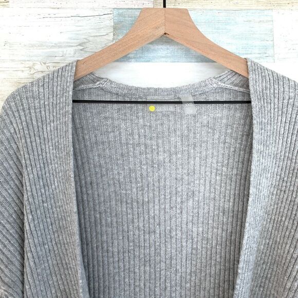 Zella Wrap Sweater Gray Ribbed Surplice V Neck Soft Cotton Blend Womens XXS - Picture 3 of 10